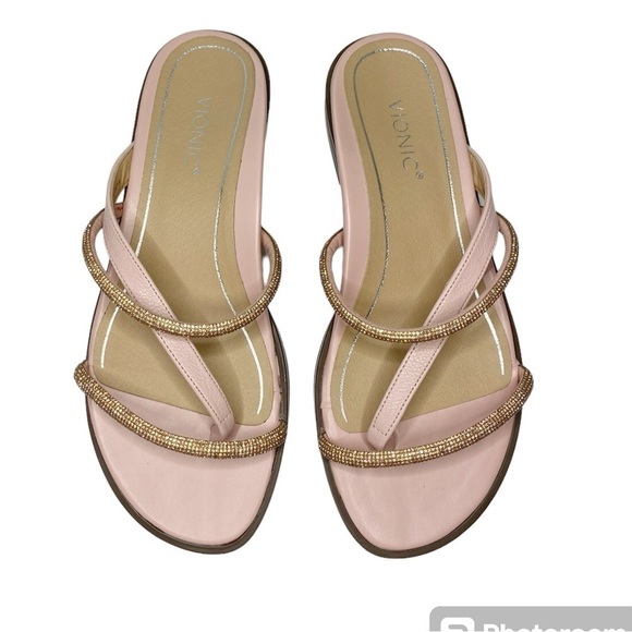 Vionic Citrine Prism Women's Slide Sandal in peach rose gold Size 6 - Picture 3 of 10